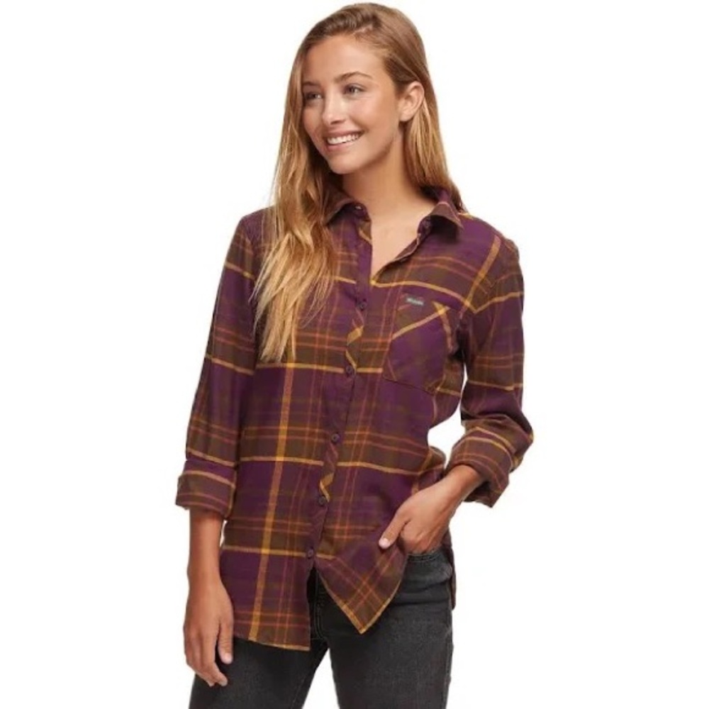 Columbia Women’s Simply Put II Flannel Purple & Yellow Plaid Size Large